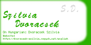 szilvia dvoracsek business card